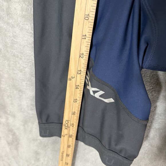 NWT 2XU Men's Long Distance Tri Shorts XL Indigo Blue Charcoal Gray MT2259b - Picture 5 of 13
